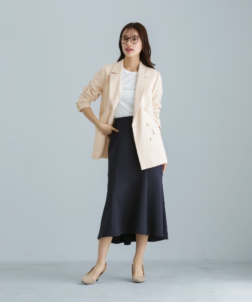 Emilyan（エミリアン）の「無敵のスカート【洗える・UV CUT･ストレッチ・軽量・接触冷感】ハイストレッチダンボールニット・マーメイドスカート（スカート・レディース・ネイビー/ブラック/ライトベージュ・S/L/M）」の11枚目の写真