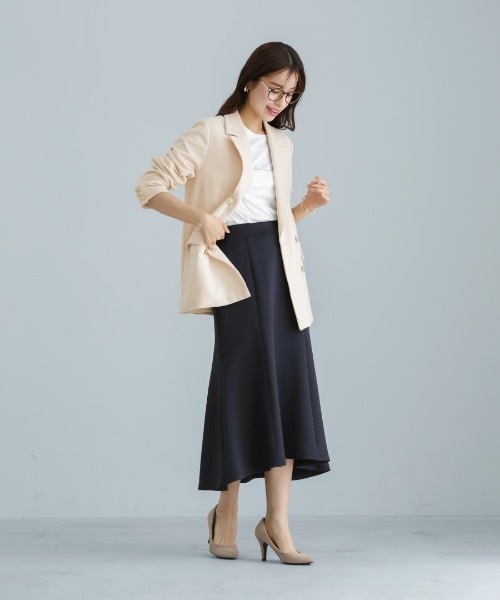 Emilyan（エミリアン）の「無敵のスカート【洗える・UV CUT･ストレッチ・軽量・接触冷感】ハイストレッチダンボールニット・マーメイドスカート（スカート・レディース・ネイビー/ブラック/ライトベージュ・S/L/M）」の12枚目の写真