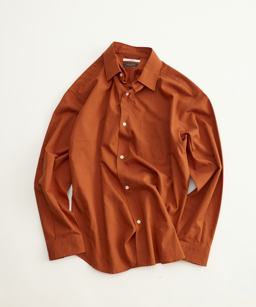 JOURNAL STANDARD relume（ジャーナルスタンダード　レリューム）の「JAMES FABRIC / ジェームスファブリック ウールブレンド シャツ（シャツ/ブラウス・メンズ・オレンジ/グレー/コバルトブルー/カーキ・MEDIUM/LARGE）」の4枚目の写真