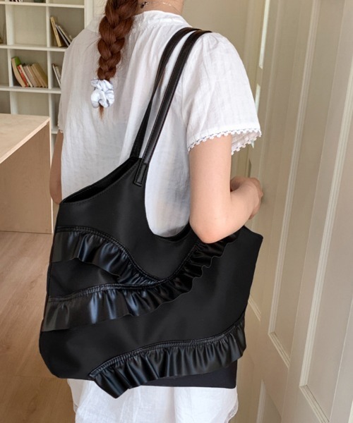 Miniministore(ミニミニストア)の「トートバッグ 大容量 肩掛けバッグ 合皮(トートバッグ・レディース・ネイビー/クリーム/ブラック/グレイッシュベージュ・FREE)」の2枚目の写真