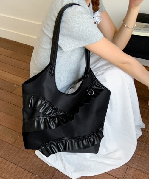 Miniministore(ミニミニストア)の「トートバッグ 大容量 肩掛けバッグ 合皮(トートバッグ・レディース・ネイビー/クリーム/ブラック/グレイッシュベージュ・FREE)」の15枚目の写真