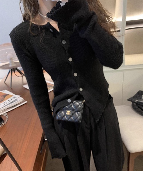cammie(キャミー)の「リブニットメロウカーディガン(カーディガン/ボレロ・レディース・パープル/グレー/アイボリー/ブラック・F)」の12枚目の写真