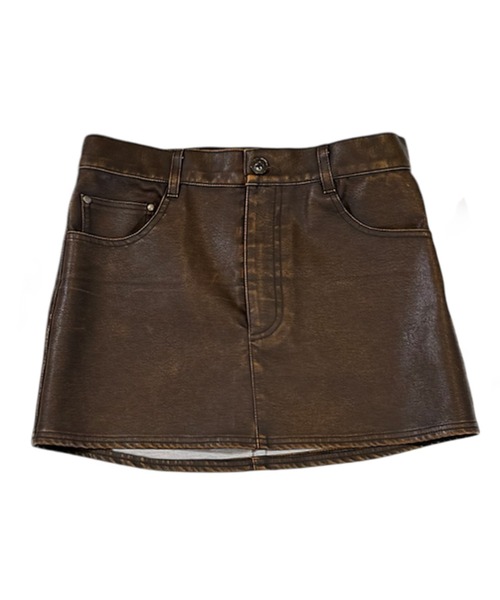 ACLENT（アクレント）の「ピグメントフェイクレザータイトミニスカート（スカート・レディース・ブラウン/ブラック・X-SMALL/SMALL/MEDIUM）」の12枚目の写真