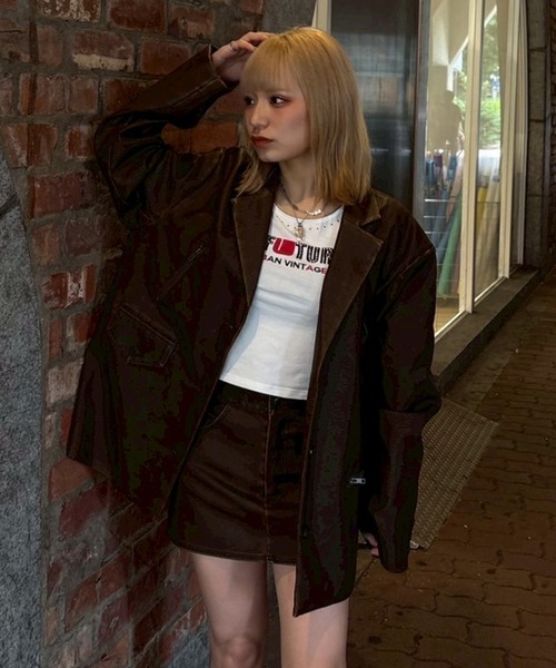 ACLENT（アクレント）の「ピグメントフェイクレザータイトミニスカート（スカート・レディース・ブラウン/ブラック・X-SMALL/SMALL/MEDIUM）」の20枚目の写真