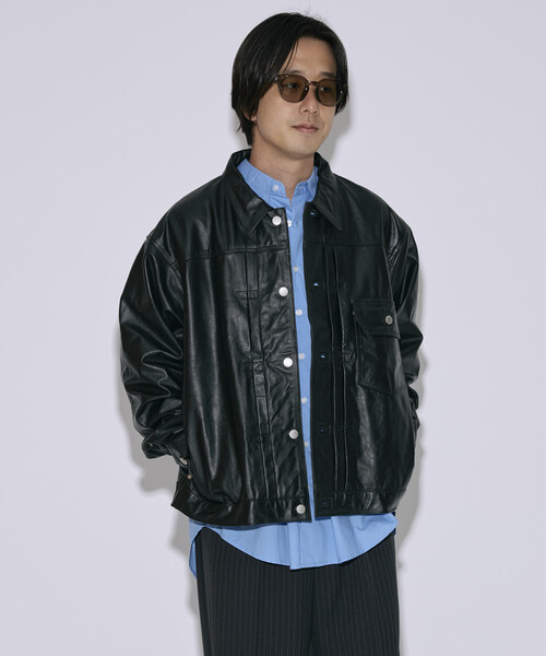 FIRST ライナー付 フリンジ レザージャケット Thinsulate 黒 L NOWLE（ノウル） 革ジャン ライダース 「NOWLE」襟付き シングル