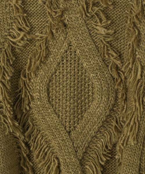 LEPSIM(レプシィム)の「5ゲージケーブルフリンジプルオーバー 595641(ニット/セーター・レディース・ブラック/カーキ/オフホワイト・FREE)」の11枚目の写真