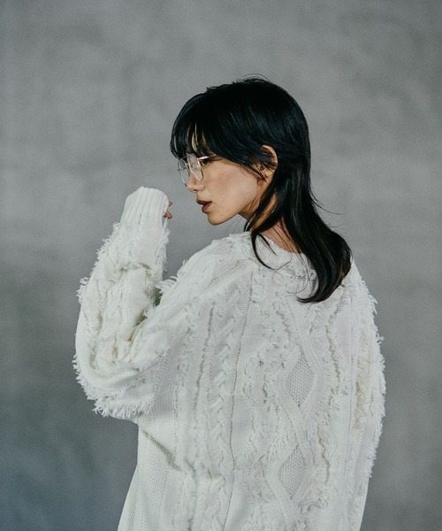 セール】5ゲージケーブルフリンジプルオーバー 595641（ニット