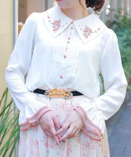 金木犀刺繍襟ブラウス（シャツ/ブラウス）｜axes femme