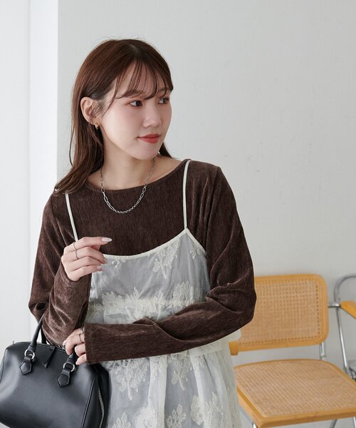 DISCOAT(ディスコート)の「杢ベロアプルオーバー(Tシャツ/カットソー・レディース・ブルー/ブラック/ホワイト系その他/ブラウン・FREE)」の17枚目の写真