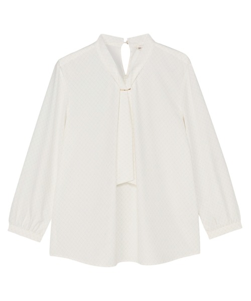 TOKYO SHIRTS（トウキョウシャツ）の「シルキーサテン パーツ付ボウタイ ブラウス（シャツ/ブラウス・レディース・ホワイト/パープル/ベージュ・M/L）」の6枚目の写真