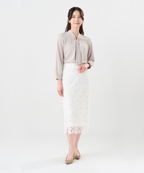 TOKYO SHIRTS（トウキョウシャツ）の「シルキーサテン パーツ付ボウタイ ブラウス（シャツ/ブラウス・レディース・ホワイト/パープル/ベージュ・M/L）」の17枚目の写真