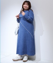 leswel（レスウェル）の「【yuki×leswel】【L～3L 大きいサイズ】ダブルジャージー配色メローワンピース（ワンピース）」