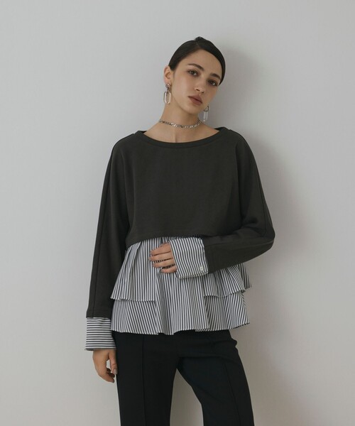 Diagram(ダイアグラム)の「タックフリルヘムカットトップ(Tシャツ/カットソー・レディース・ピンク/グレー・36)」の2枚目の写真