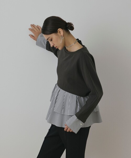 Diagram(ダイアグラム)の「タックフリルヘムカットトップ(Tシャツ/カットソー・レディース・ピンク/グレー・36)」の15枚目の写真