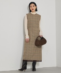 qualite（カリテ）の「TWツイルチェックワンピース/秋服/冬服/オフィスカジュアル（ワンピース）」