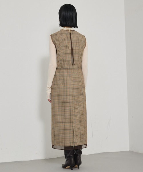 qualite（カリテ）の「TWツイルチェックワンピース/秋服/冬服/オフィスカジュアル（ワンピース・レディース・ベージュ・38/36）」の7枚目の写真