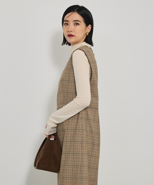 qualite（カリテ）の「TWツイルチェックワンピース/秋服/冬服/オフィスカジュアル（ワンピース・レディース・ベージュ・38/36）」の3枚目の写真