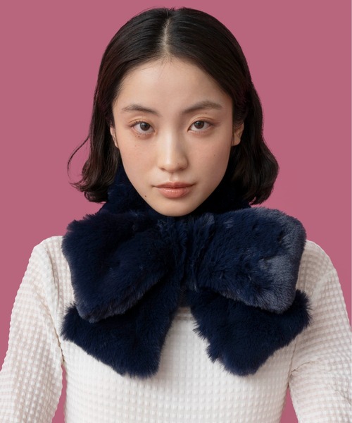 Casselini（キャセリーニ）の「Casselini(キャセリーニ)ミニリボンティペット（マフラー・レディース・ホワイト/レッド/グレー/ブルー/オフホワイト/ベージュ/ブラック/ネイビー・FREE）」の6枚目の写真