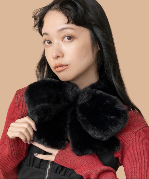 Casselini（キャセリーニ）の「Casselini(キャセリーニ)ミニリボンティペット（マフラー・レディース・ホワイト/レッド/グレー/ブルー/オフホワイト/ベージュ/ブラック/ネイビー・FREE）」の3枚目の写真