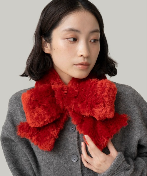 Casselini（キャセリーニ）の「Casselini(キャセリーニ)ミニリボンティペット（マフラー・レディース・ホワイト/レッド/グレー/ブルー/オフホワイト/ベージュ/ブラック/ネイビー・FREE）」の10枚目の写真