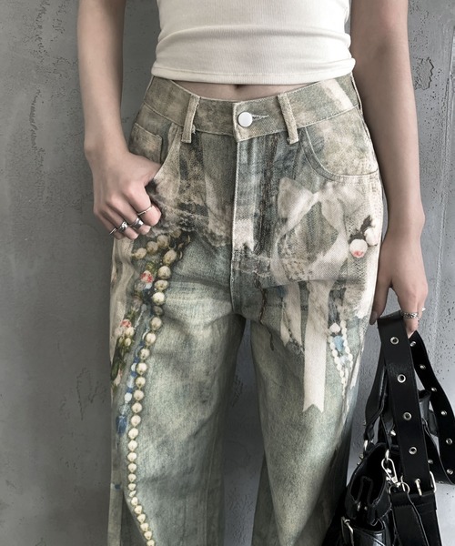 VEILA（ヴェイラ）の「y2kデニムパンツ（デニムパンツ・レディース・ブルー・S/M/L）」の4枚目の写真