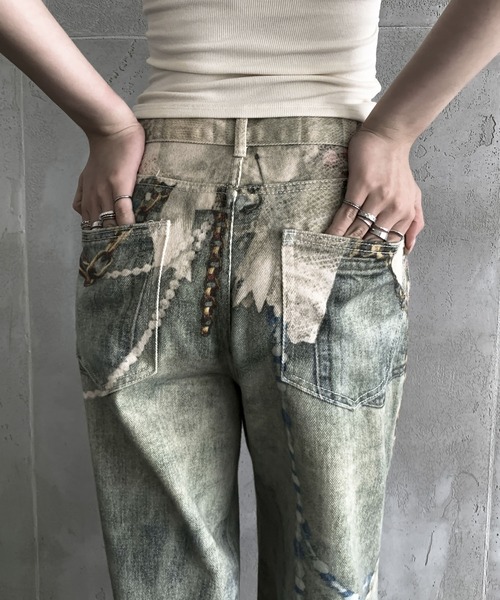 VEILA（ヴェイラ）の「y2kデニムパンツ（デニムパンツ・レディース・ブルー・S/M/L）」の6枚目の写真