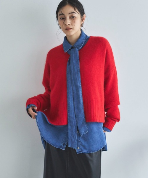 セール】【ラクーンMIX】ﾌｧｰﾆｯﾄVﾈｯｸﾌﾟﾙｵｰﾊﾞｰ（ニット/セーター）｜DOUX