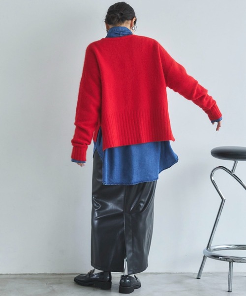 セール】【ラクーンMIX】ﾌｧｰﾆｯﾄVﾈｯｸﾌﾟﾙｵｰﾊﾞｰ（ニット/セーター）｜DOUX