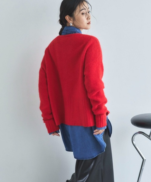 セール】【ラクーンMIX】ﾌｧｰﾆｯﾄVﾈｯｸﾌﾟﾙｵｰﾊﾞｰ（ニット/セーター）｜DOUX