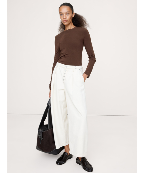 Banana Republic（バナナリパブリック）の「リュクス ウールブレンド クルーネックTシャツ（Tシャツ/カットソー・レディース・アイボリー/チャコールグレー/ブラウン/ネイビー・XS/L/S/M）」の8枚目の写真