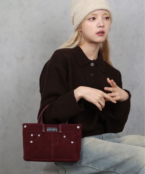 BARELY BLUE（ベアリーブルー）の「【 BARELY BLUE / ベアリーブルー 】 スエード タッチ デニム ディテール 2WAY ミニ ショルダーバッグ（ショルダーバッグ・レディース・ブラック/ブラウン/バーガンディー・FREE）」の14枚目の写真