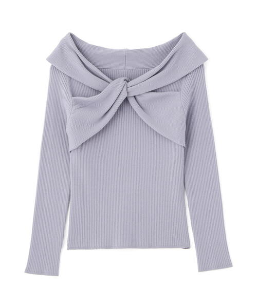 PROPORTION BODY DRESSING(プロポーションボディドレッシング)の「リボンオフショルリブニット / 1215270115(ニット/セーター・レディース・ブルー/ブラック/ホワイト系その他・FREE)」の4枚目の写真