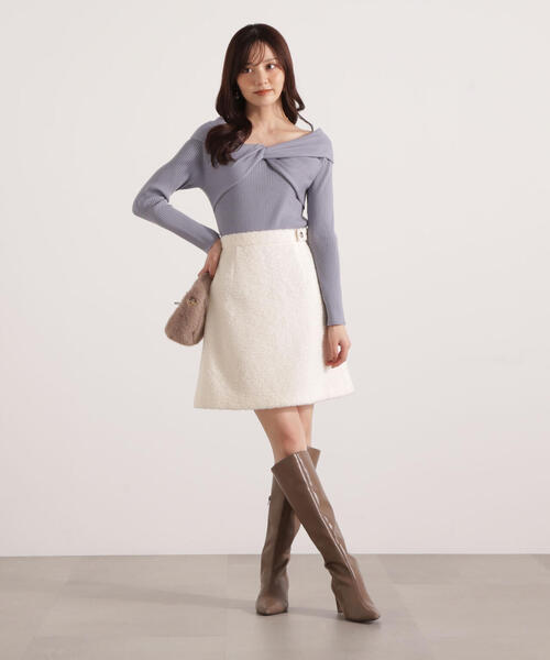 PROPORTION BODY DRESSING(プロポーションボディドレッシング)の「リボンオフショルリブニット / 1215270115(ニット/セーター・レディース・ブルー/ブラック/ホワイト系その他・FREE)」の9枚目の写真