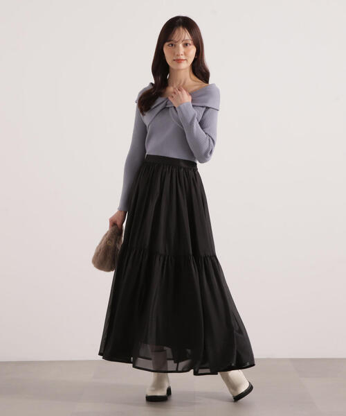 PROPORTION BODY DRESSING(プロポーションボディドレッシング)の「リボンオフショルリブニット / 1215270115(ニット/セーター・レディース・ブルー/ブラック/ホワイト系その他・FREE)」の12枚目の写真