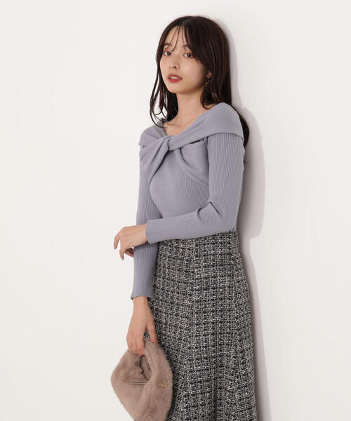 PROPORTION BODY DRESSING(プロポーションボディドレッシング)の「リボンオフショルリブニット / 1215270115(ニット/セーター・レディース・ブルー/ブラック/ホワイト系その他・FREE)」の15枚目の写真