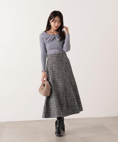 PROPORTION BODY DRESSING(プロポーションボディドレッシング)の「リボンオフショルリブニット / 1215270115(ニット/セーター・レディース・ブルー/ブラック/ホワイト系その他・FREE)」の16枚目の写真