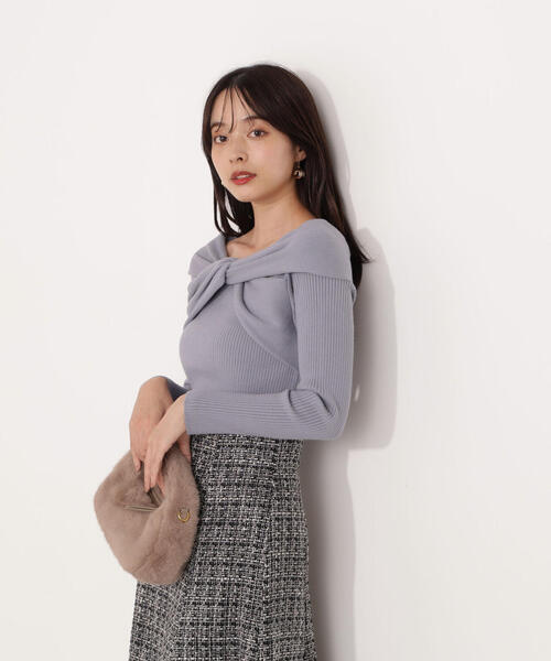 PROPORTION BODY DRESSING(プロポーションボディドレッシング)の「リボンオフショルリブニット / 1215270115(ニット/セーター・レディース・ブルー/ブラック/ホワイト系その他・FREE)」の19枚目の写真
