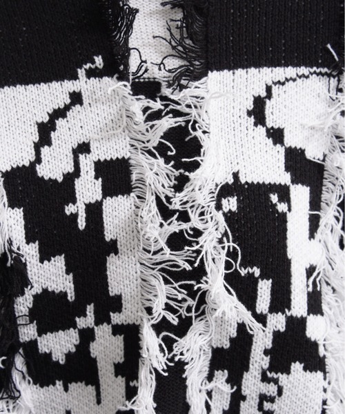 REFLEM/レフレム』ダメージボーダーニットPO/ニットプルオーバー