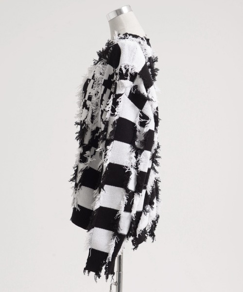 REFLEM/レフレム』ダメージボーダーニットPO/ニットプルオーバー