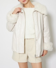 ジャケット・アウター rienda rienda ブルゾン アウター フェイクレザーショートジップ