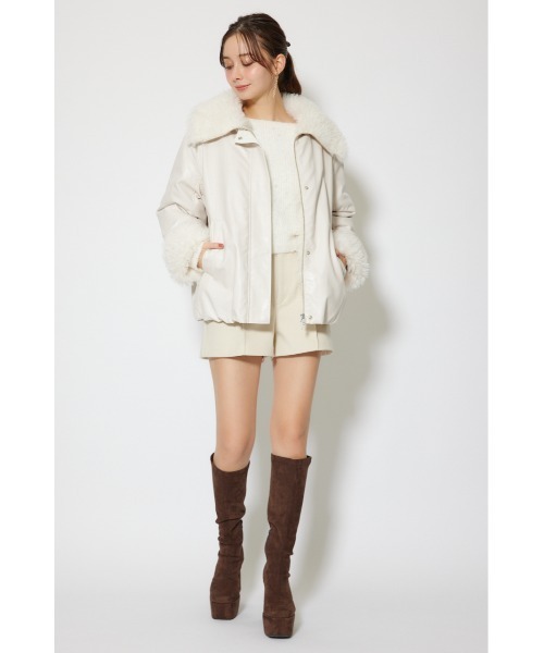 rienda(リエンダ)の「オーバールーズシルエットボンバージャケット 秋服 冬服(ブルゾン・レディース・ホワイト/ライトブラウン・FREE)」の7枚目の写真