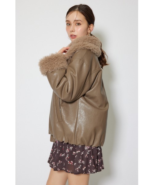 rienda(リエンダ)の「オーバールーズシルエットボンバージャケット 秋服 冬服(ブルゾン・レディース・ホワイト/ライトブラウン・FREE)」の18枚目の写真