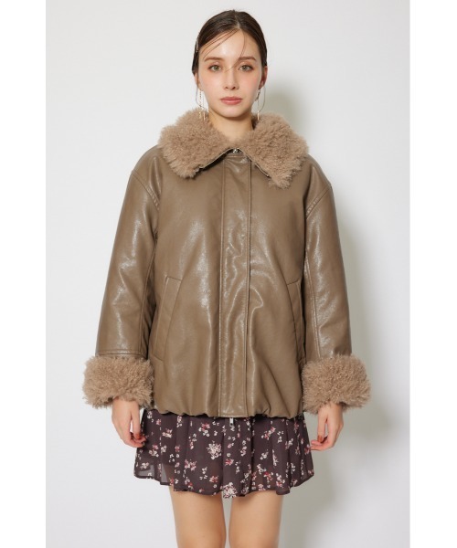 rienda(リエンダ)の「オーバールーズシルエットボンバージャケット 秋服 冬服(ブルゾン・レディース・ホワイト/ライトブラウン・FREE)」の20枚目の写真
