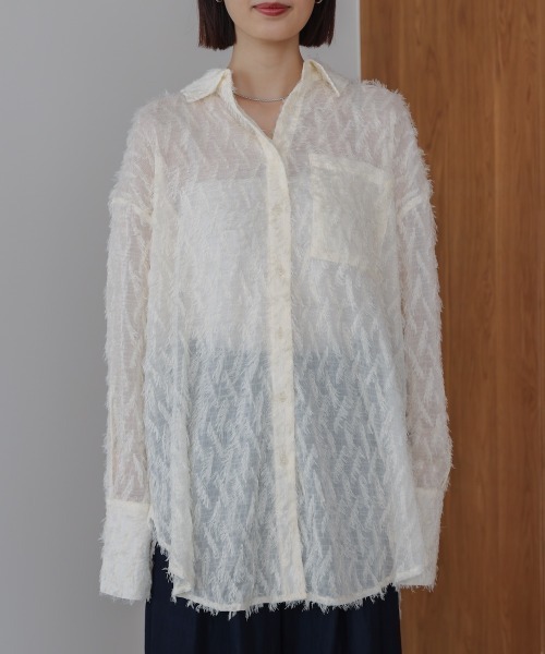 Bou Jeloud（ブージュルード）の「フェザーライクシアーシャツ（シャツ/ブラウス・レディース・オフホワイト/ブラック/ベージュ・FREE）」の11枚目の写真