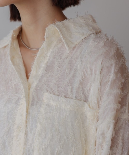 Bou Jeloud（ブージュルード）の「フェザーライクシアーシャツ（シャツ/ブラウス・レディース・オフホワイト/ブラック/ベージュ・FREE）」の12枚目の写真