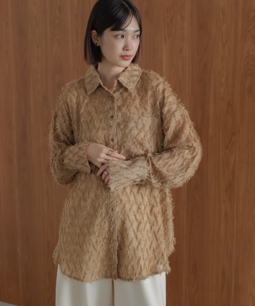 Bou Jeloud（ブージュルード）の「フェザーライクシアーシャツ（シャツ/ブラウス・レディース・オフホワイト/ブラック/ベージュ・FREE）」の13枚目の写真