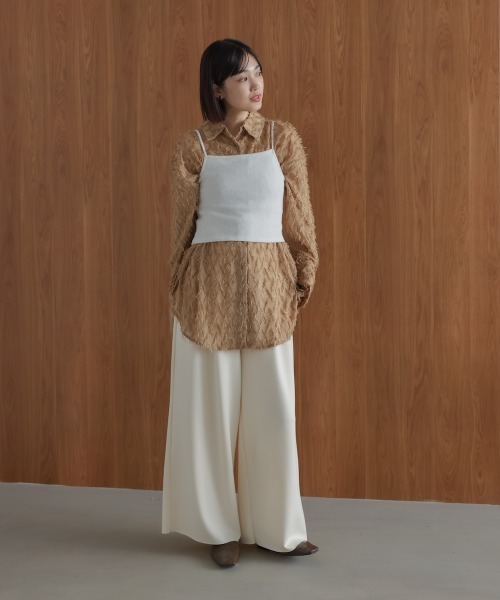 Bou Jeloud（ブージュルード）の「フェザーライクシアーシャツ（シャツ/ブラウス・レディース・オフホワイト/ブラック/ベージュ・FREE）」の15枚目の写真