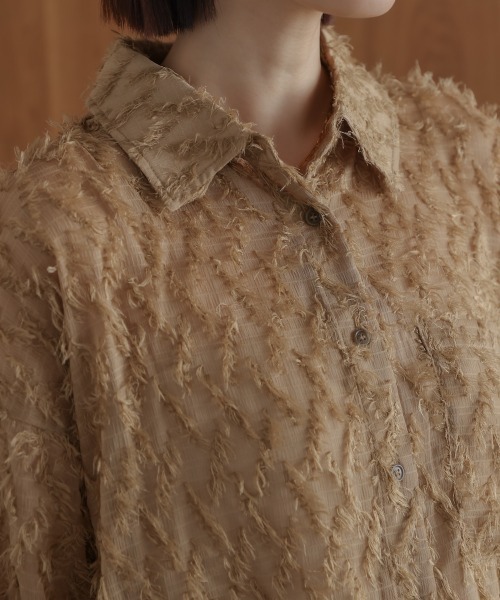 Bou Jeloud（ブージュルード）の「フェザーライクシアーシャツ（シャツ/ブラウス・レディース・オフホワイト/ブラック/ベージュ・FREE）」の20枚目の写真