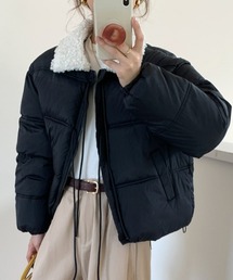 【Y2Kガーリー】レトロフェイクムートン襟付き中綿ジャケット