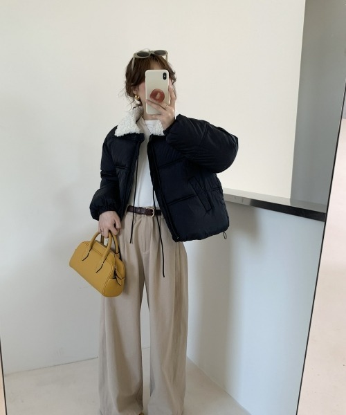 セール】【Y2Kガーリー】レトロフェイクムートン襟付き中綿ジャケット